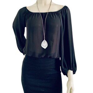 OFF SHOULDER BLACK WOMEN'S TOP BLOUSE SIZE M